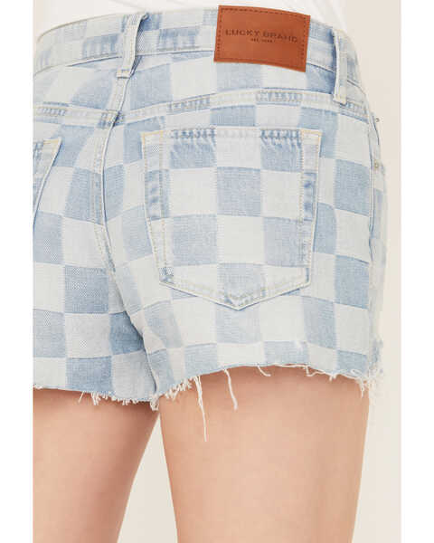 Image #4 - Lucky Brand Women's Light Wash Speedway Checkered Mid Rise Distressed Shorts, Light Wash, hi-res