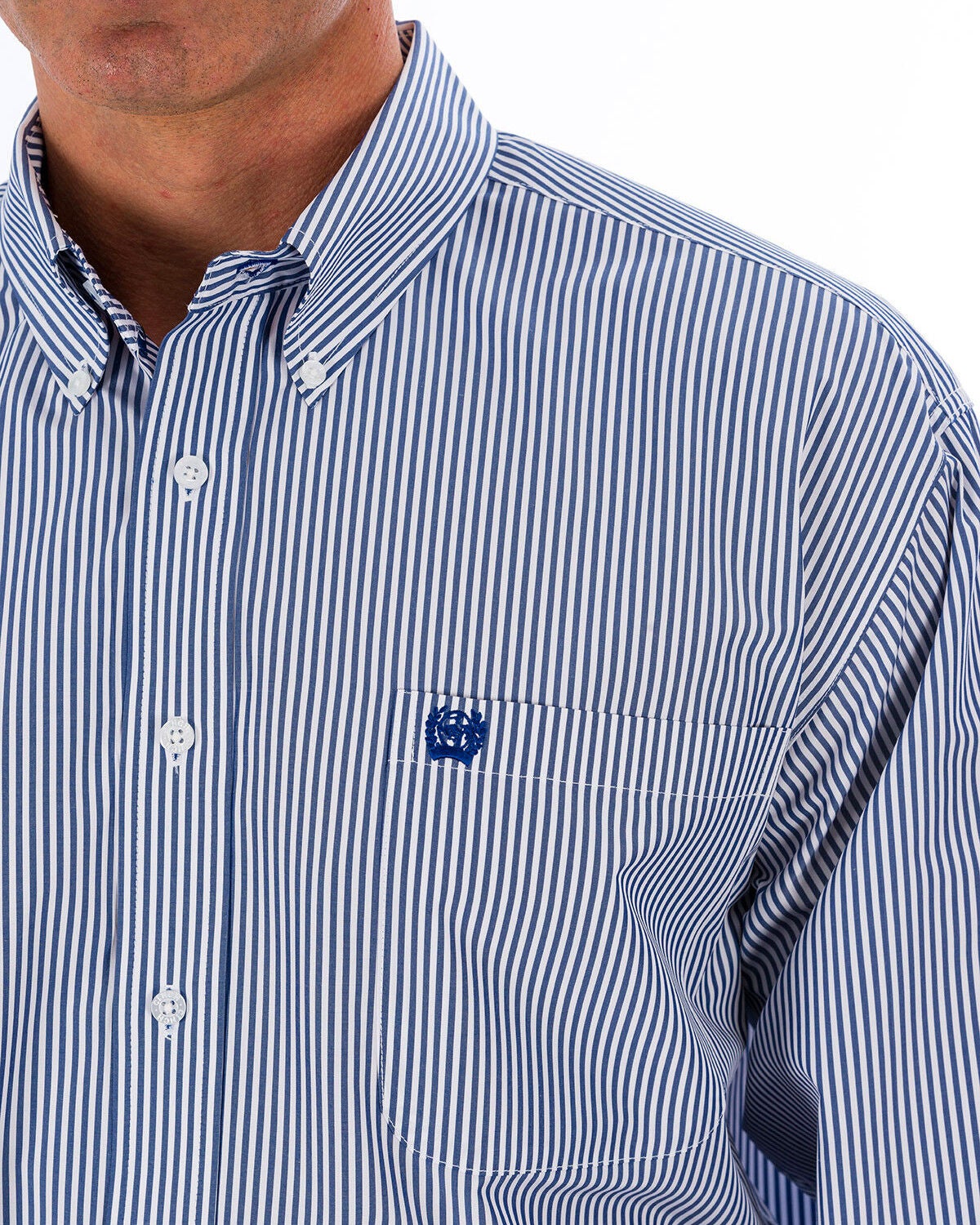 Image #8 - Cinch Men's Striped Print Tencel Long Sleeve Button-Down Western Shirt - Big & Tall, Royal Blue, hi-res