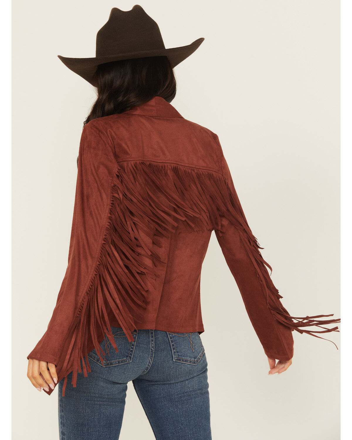 Image #4 - Shyanne Women's Cascade Front Faux Suede Fringe Jacket, Mahogany, hi-res