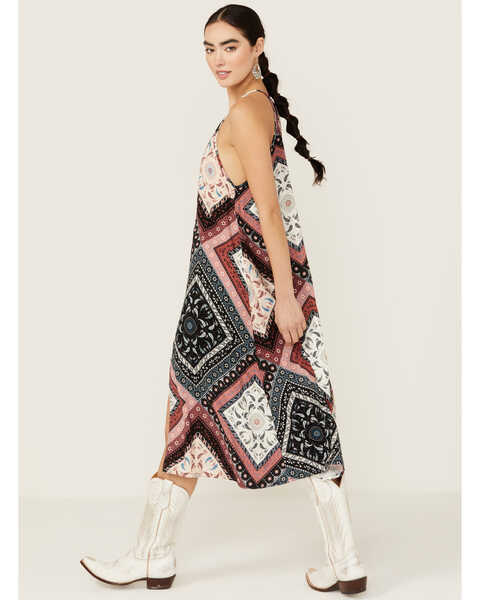 Image #2 - Shyanne Women's Patchwork Printed Sleeveless Midi Dress, Indigo, hi-res