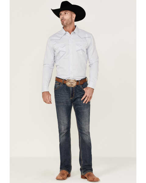 Image #2 - Cody James Men's Sand Creek Tonal Solid Long Sleeve Snap Western Shirt , White, hi-res