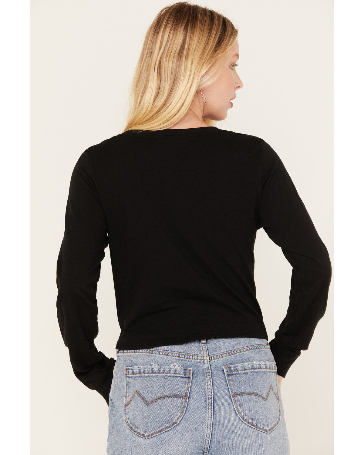 Image #4 - Shyanne Women's Tie-Front Butterfly Graphic Long Sleeve Tee, Black, hi-res