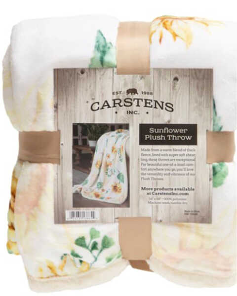 Image #4 - Carstens Home Sunflower Plush Throw Blanket, White, hi-res
