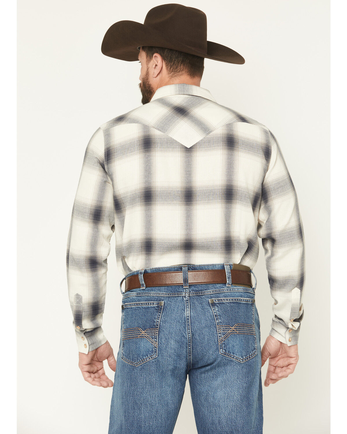 Image #4 - Cody James Men's Ruddiman Plaid Print Long Sleeve Snap Western Shirt, Cream, hi-res
