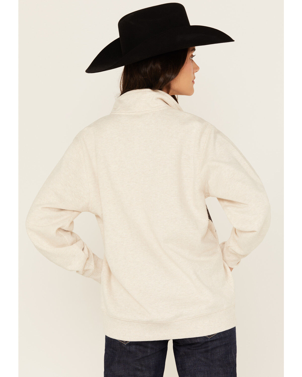 Image #4 - Ariat Women's Boot Barn Exclusive 1/2 Zip Scenic Pullover, Oatmeal, hi-res
