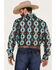 Image #4 - Rock & Roll Denim Men's Southwestern Print Stretch Long Sleeve Button Down Shirt, Teal, hi-res