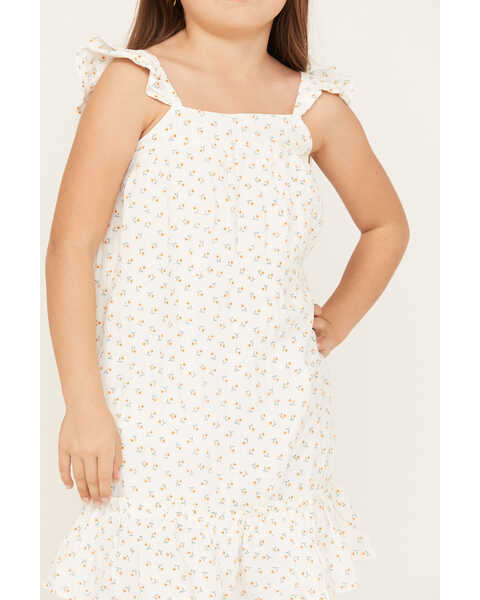 Image #3 - Hayden Girls' Ditsy Floral Print Sleeveless Shift Dress, White, hi-res
