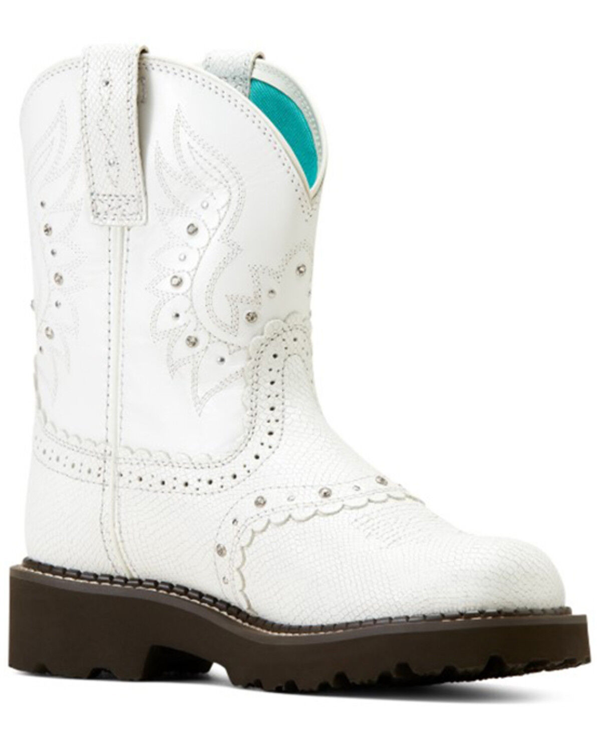Image #1 - Ariat Women's Gembaby Snake Print Western Boots - Round Toe, White, hi-res