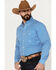 Image #2 - Roper Men's Amarillo Small Print Long Sleeve Button Down Stretch Western Shirt, Blue, hi-res
