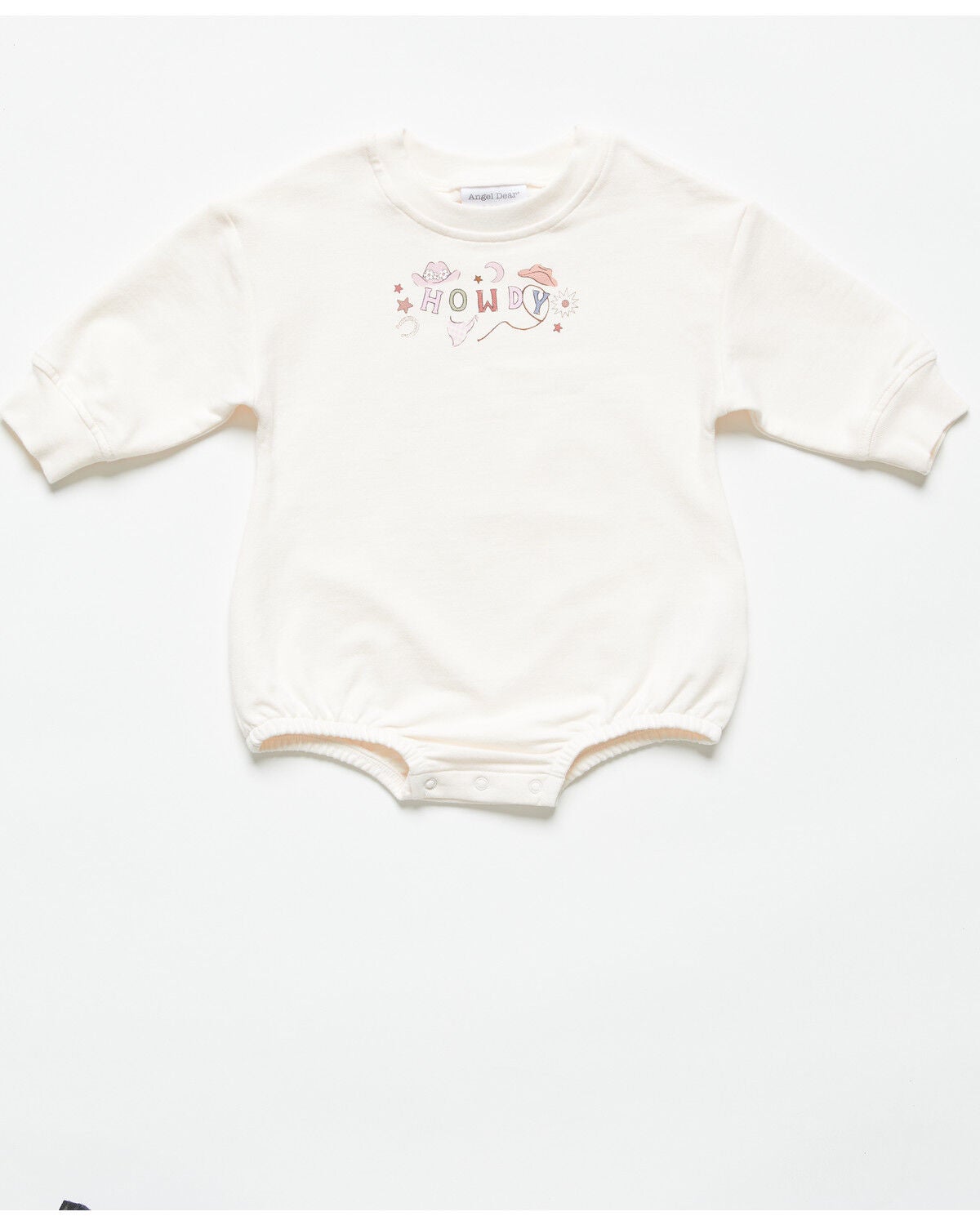 Image #1 - Angel Dear Infant Girls' Howdy Long Sleeve Onesie, Pink, hi-res