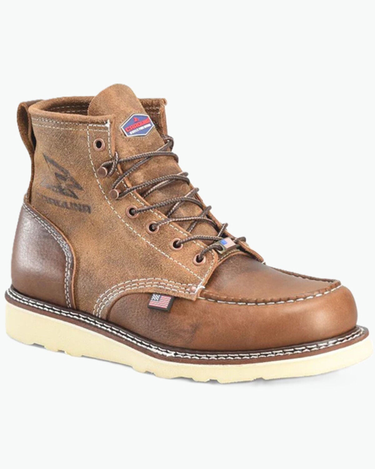 Carolina Men's AMP 6" Roughout Moc Wedge Work Boots - Soft Toe, Brown, hi-res