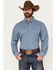 Image #1 - George Strait by Wrangler Men's Geo Print Long Sleeve Button-Down Stretch Western Shirt, Blue, hi-res