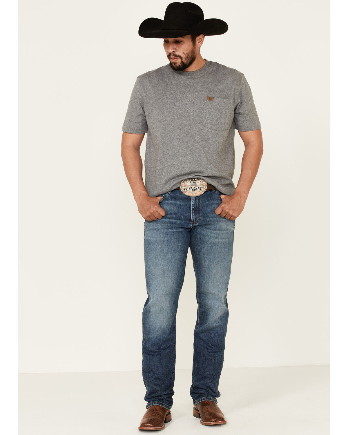 Image #1 - Wrangler Retro Men's Cleburn Med Stretch Slim Straight Jeans, Blue, hi-res