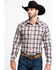 Image #1 - Stetson Men's Dobby Med Plaid Long Sleeve Western Shirt, Brown, hi-res
