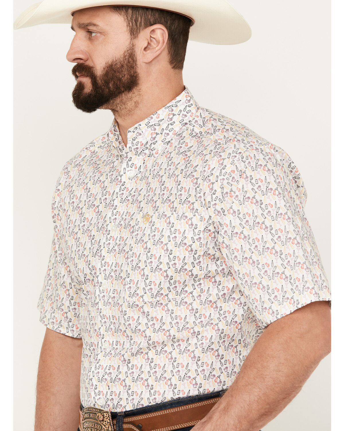 Image #2 - Ariat Men's Danon Print Classic Fit Short Sleeve Button-Down Western Shirt, , hi-res