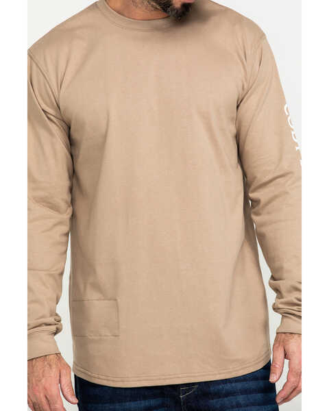 Cody James Men's FR Logo Long Sleeve Stretch Work Shirt , Beige/khaki, hi-res