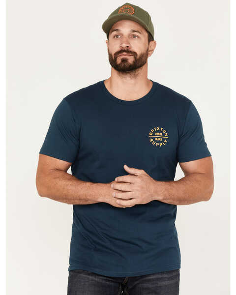 Image #1 - Brixton Men's Oath Logo Short Sleeve Graphic T-Shirt, Teal, hi-res