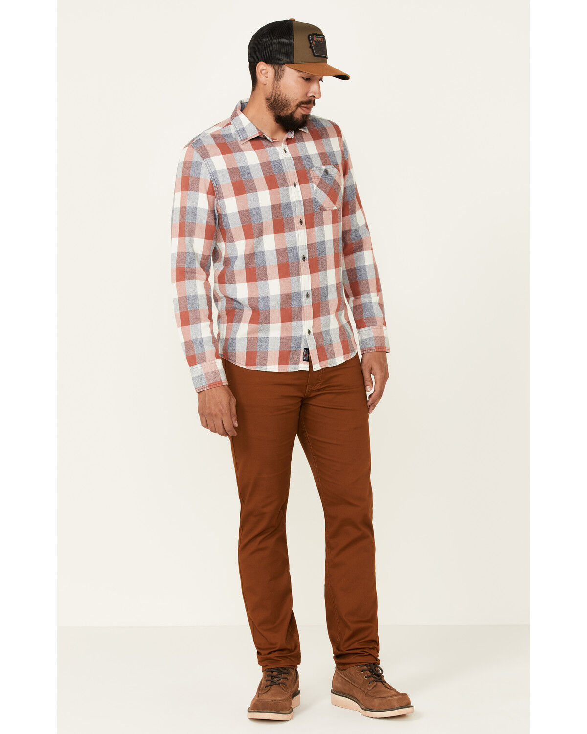 Image #2 - Flag & Anthem Men's Pagedale Vintage Wash Plaid Long Sleeve Button-Down Western Shirt, Rust Copper, hi-res
