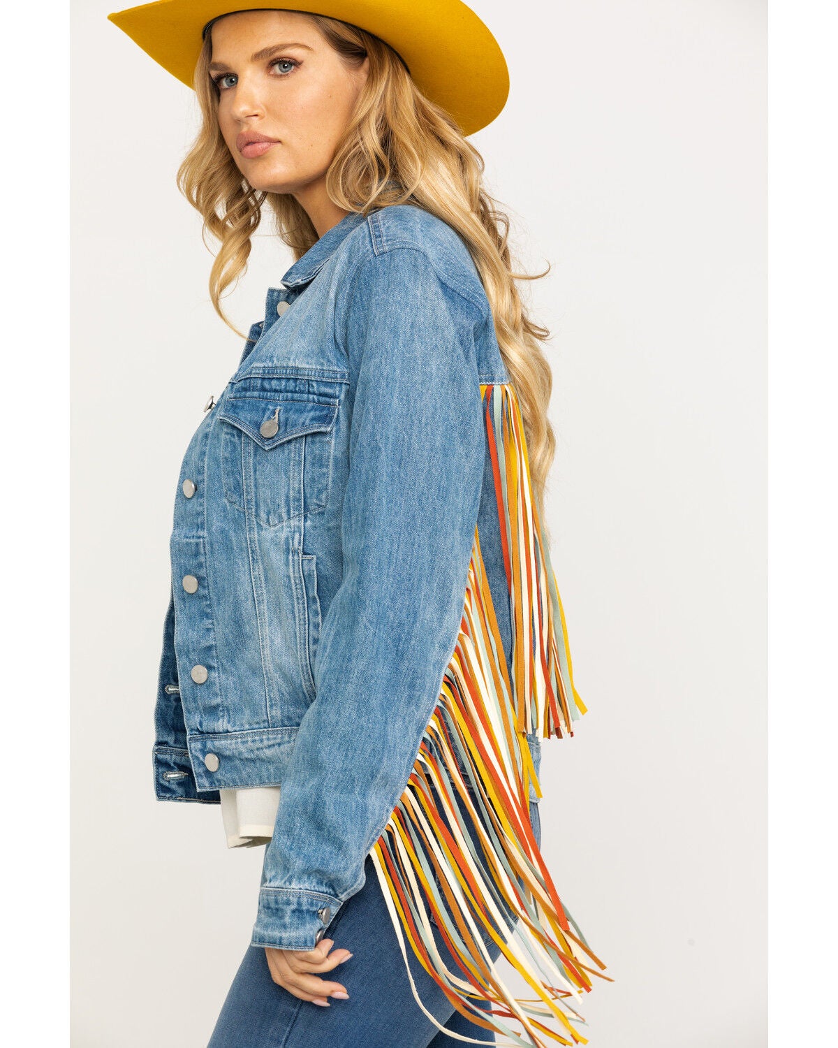 Colorful Fringe Denim Jacket | Sheplers