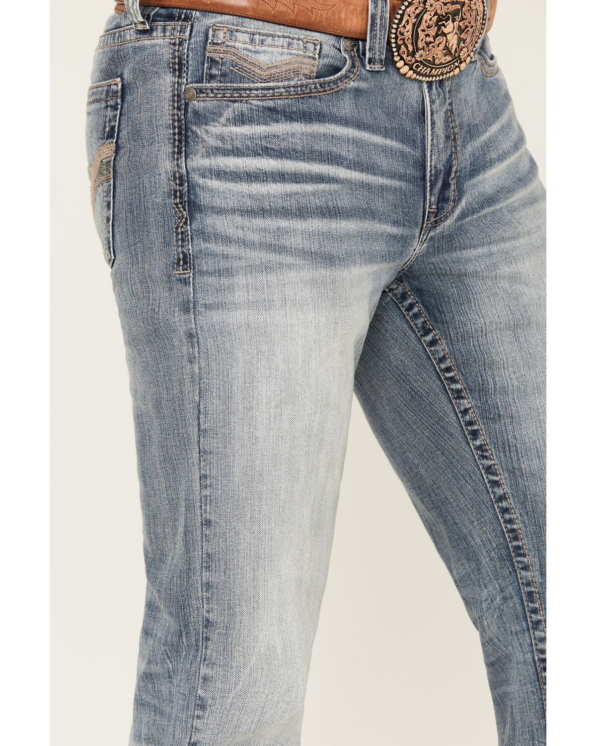 Image #2 - Cody James Men's Light Wash Stampede Slim Straight Stretch Denim Jeans, Light Wash, hi-res