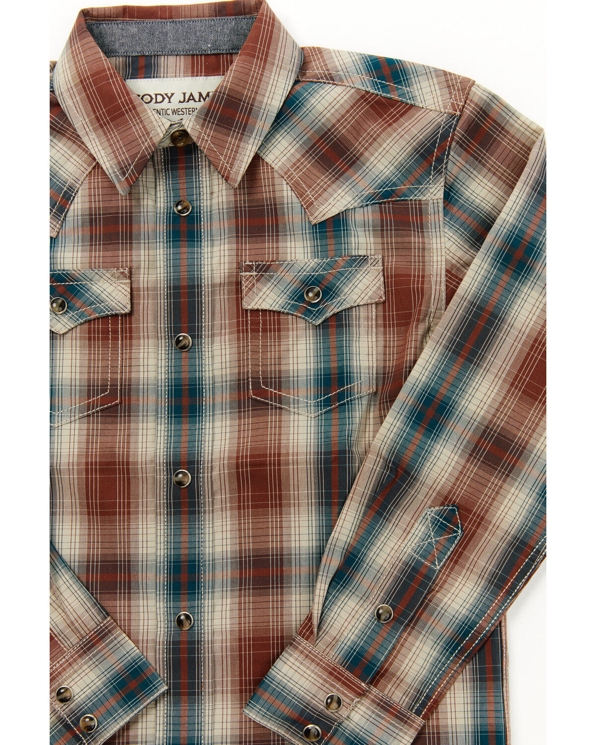 Image #2 - Cody James Toddler Boys' Ricardo Plaid Print Long Sleeve Snap Western Shirt, Tan, hi-res