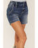 Miss Me Women's Sailor Flap Pocket Denim Jean Shorts, Blue, hi-res