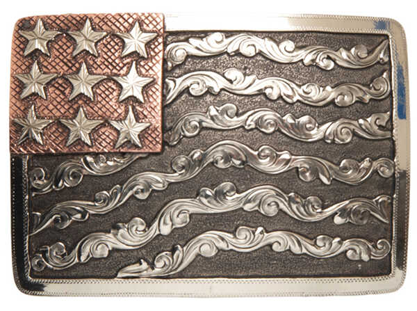 Image #1 - AndWest Denali Vintage American Flag Belt Buckle, Multi, hi-res