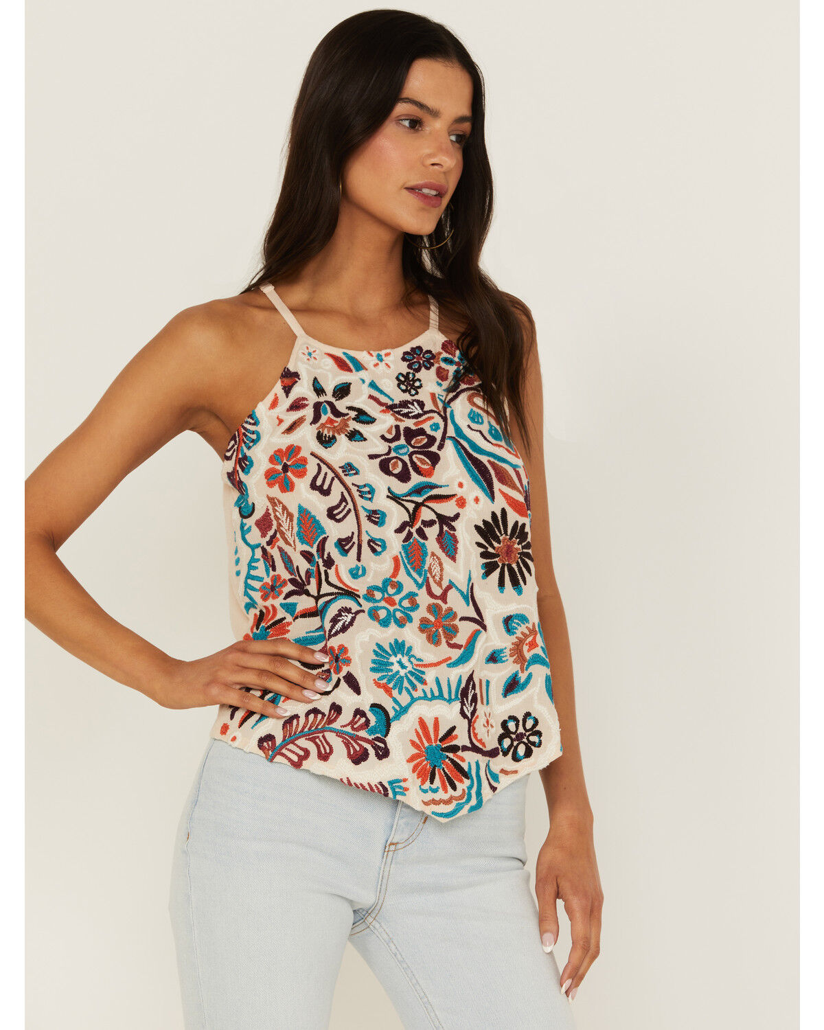 Image #1 - Idyllwind Women's Floral Haze Tank Top, Taupe, hi-res