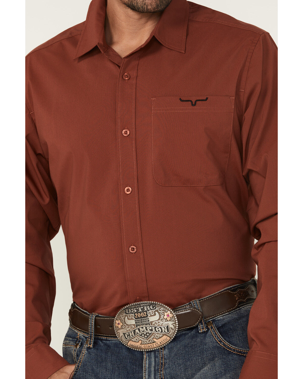 Image #3 - Kimes Ranch Men's Linville Solid Long Sleeve Button-Down Stretch Western Shirt, Red, hi-res
