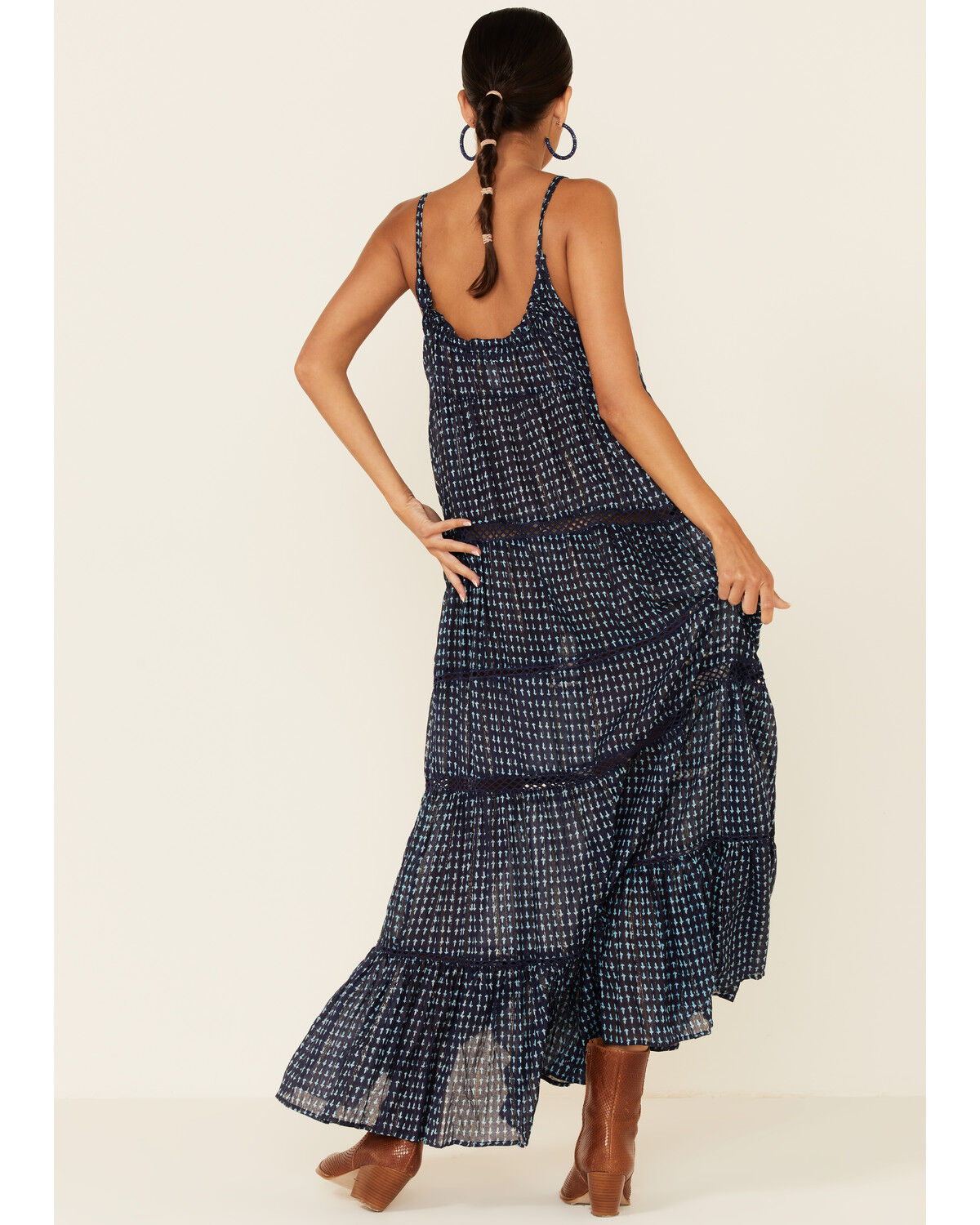 Image #4 - Free People Women's Midnight Dance Print Sleeveless Maxi Dress, Navy, hi-res