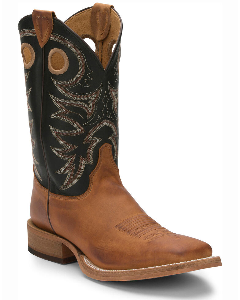 Justin Men's Caddo Copper Brown Bent Rail Cowboy Boots - Square Toe, Tobacco, hi-res
