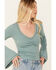 Image #2 - Shyanne Women's Twist Front Flare Sleeve Cropped Top , Aqua, hi-res