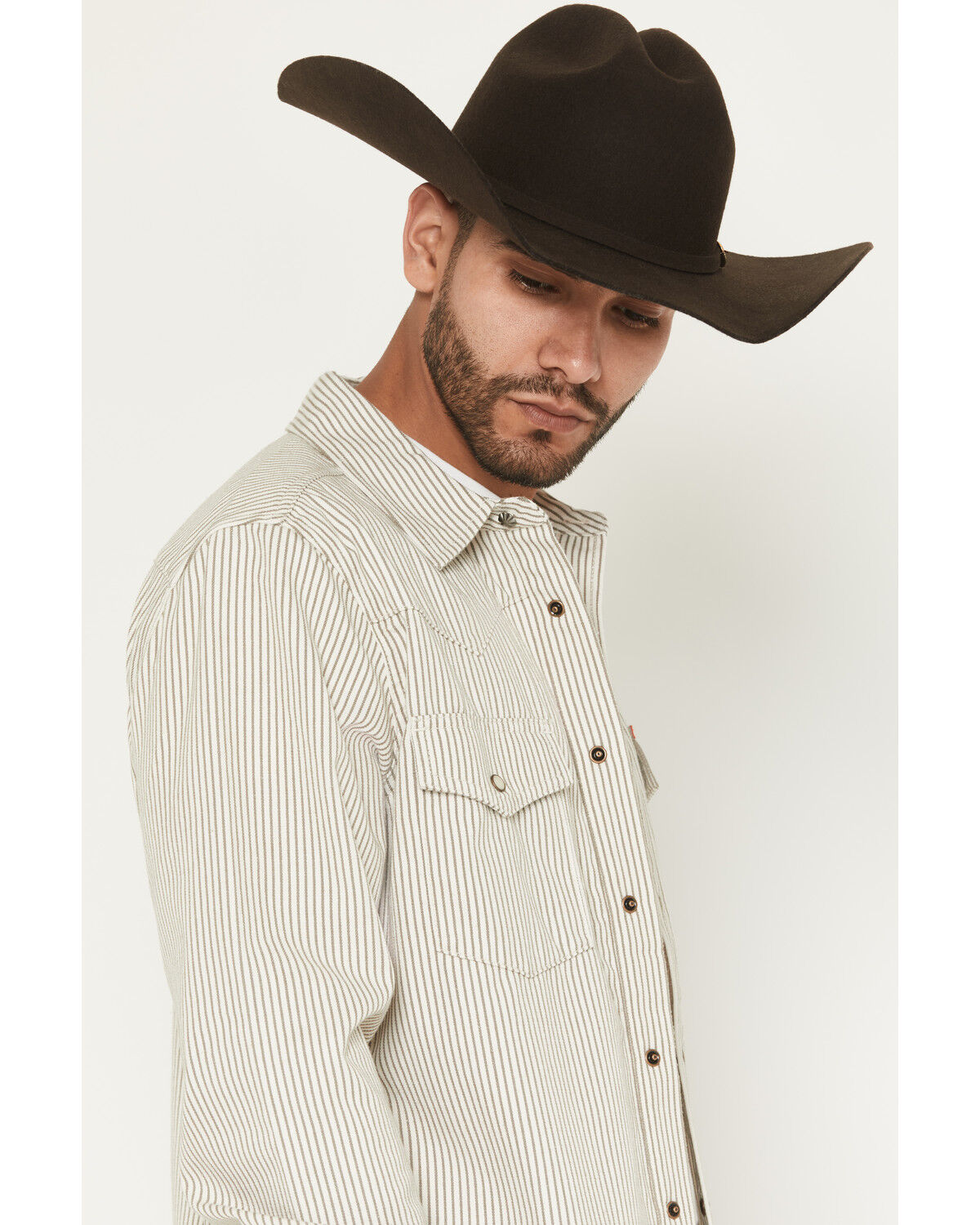 Image #2 - Sendero Provisions Men's Wyatt Stripe Print Long Sleeve Snap Western Shirt, Grey, hi-res