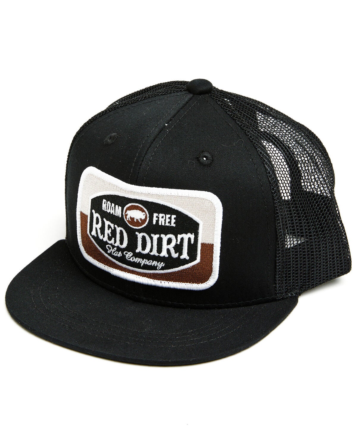 Image #1 - Red Dirt Hat Boys' Roam Free Logo Ball Cap, Black, hi-res