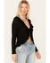 Image #2 - Bila77 Women's Ruffle Front Maxella Long Sleeve Top, Black, hi-res