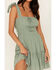 Image #3 - Trixxi Women's Smocked Waist Mini Dress, Sage, hi-res