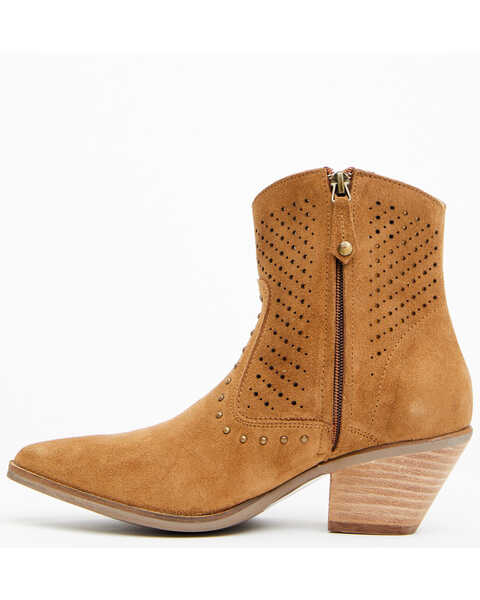 Image #3 - Dingo Women's Miss Priss Suede Booties - Pointed Toe , Camel, hi-res