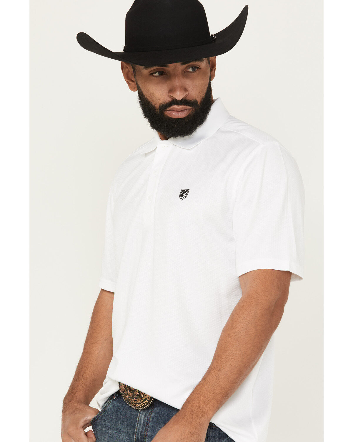 Image #2 - RANK 45® Men's Pickup Dobby Geo Print Short Sleeve Button-Down Polo, White, hi-res