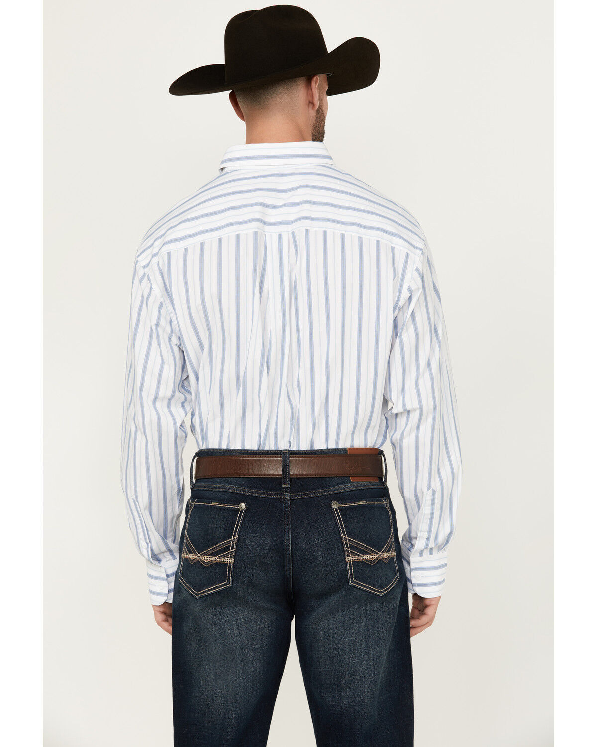 Image #4 - George Strait by Wrangler Men's Striped Long Sleeve Button-Down Stretch Western Shirt - Big, White, hi-res