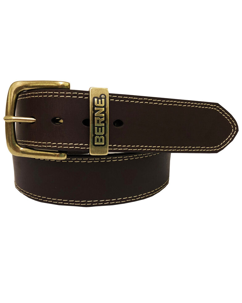 Berne Men's Brown Buffalo Leather Belt , Brown, hi-res