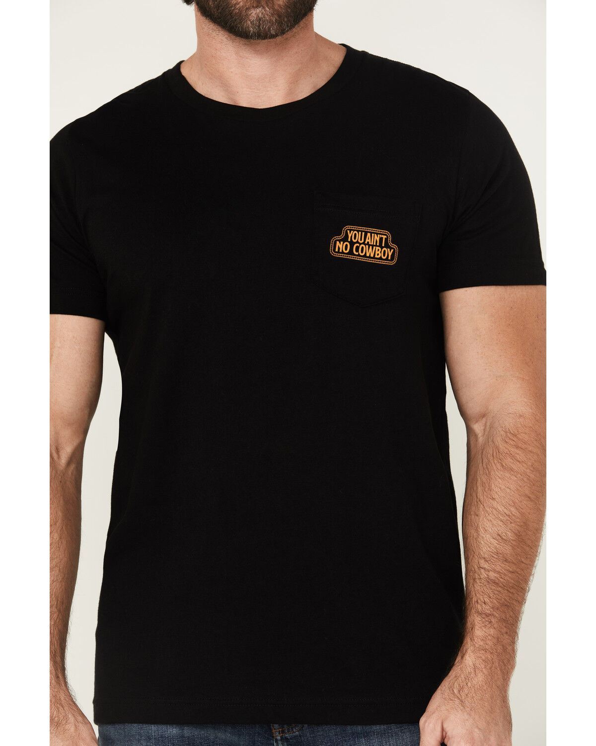 Image #4 - Rodeo Time Men's You Ain't No Cowboy Short Sleeve Graphic T-Shirt, Black, hi-res
