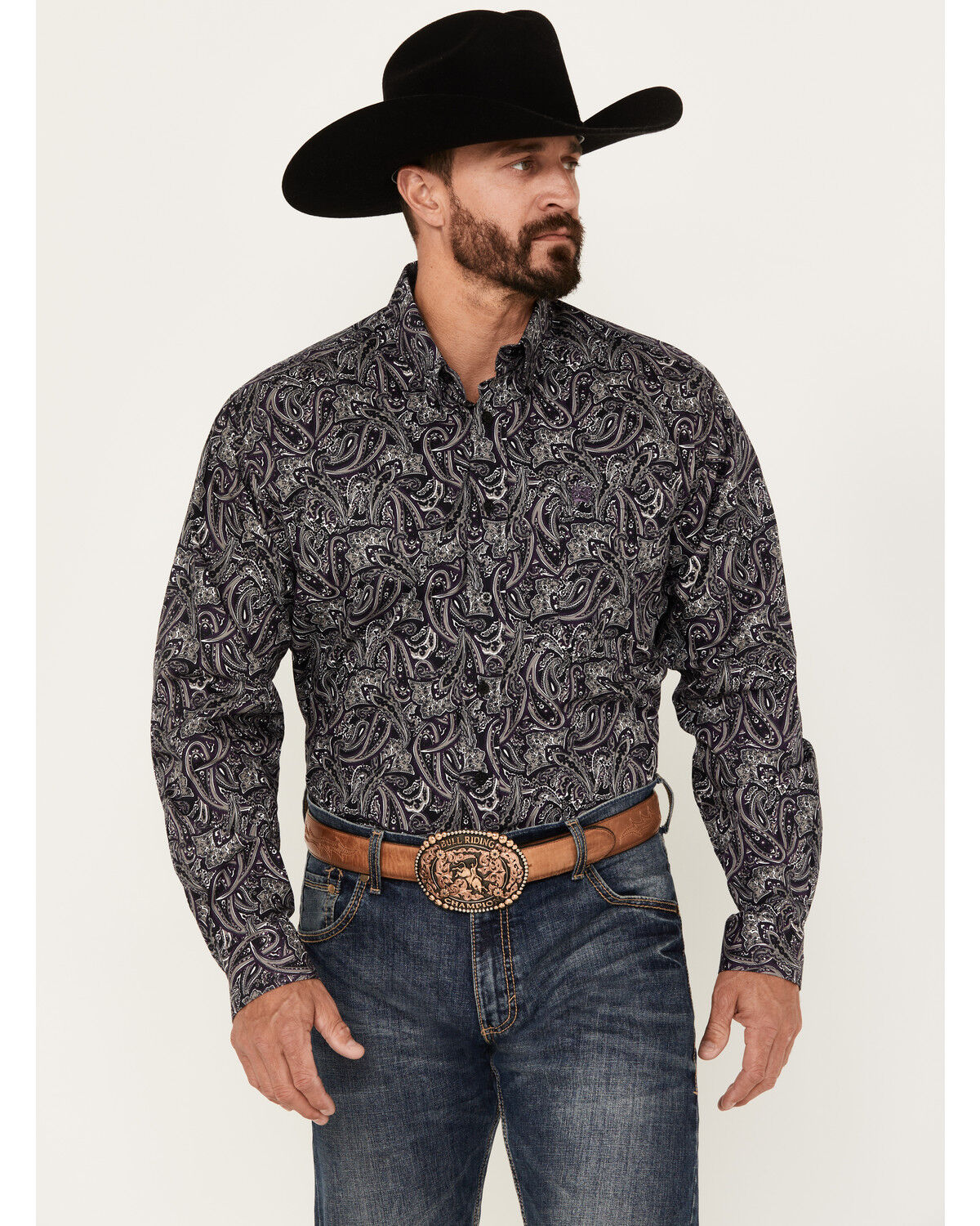 Image #1 - Cinch Men's Paisley Print Long Sleeve Button-Down Western Shirt, , hi-res
