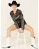 Rock & Roll Denim Women's Fringe Denim Romper, Black, hi-res