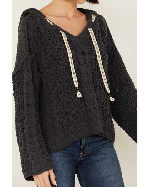 Image #3 - POL Women's Cable Knit Sweater Hoodie , , hi-res