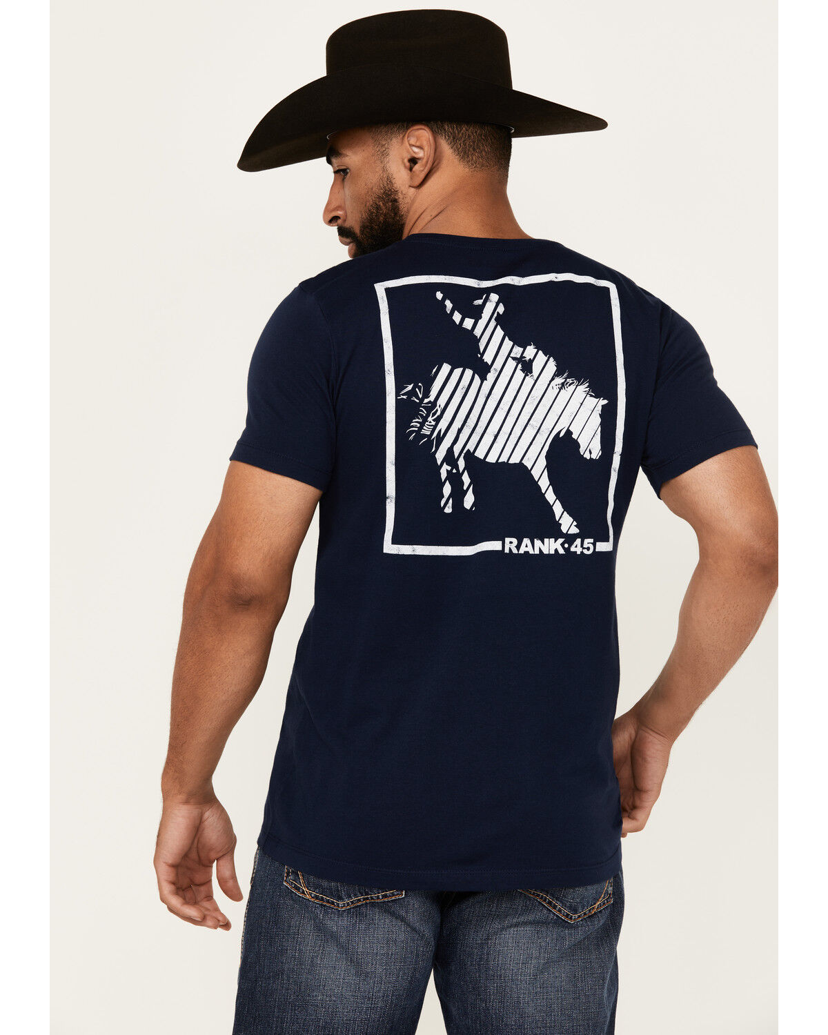 Image #4 - RANK 45® Men's Elliot Cowboy Short Sleeve Graphic T-Shirt, Navy, hi-res