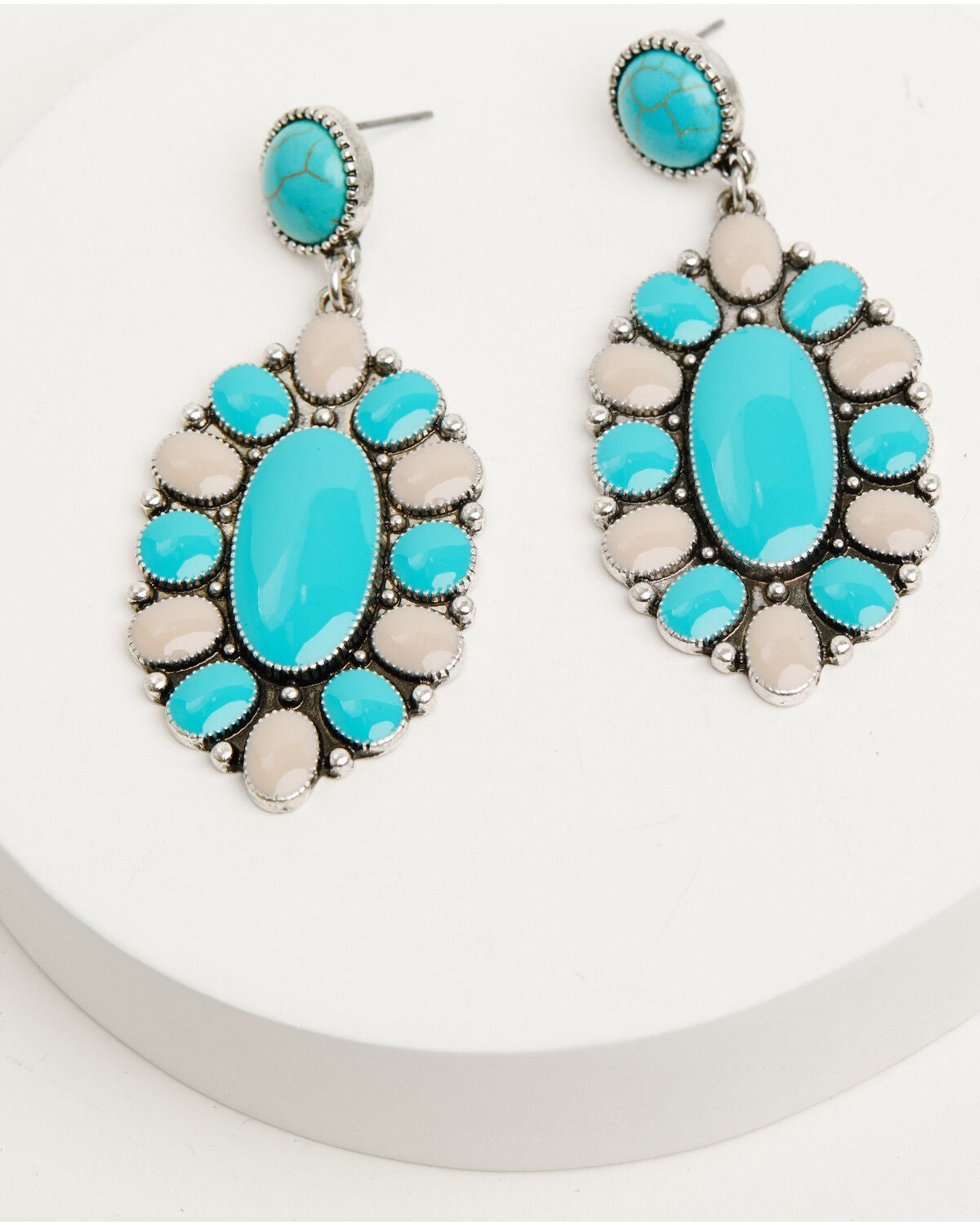 Shyanne Women's Concho Statement Earrings, Silver, hi-res