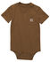 Image #1 - Carhartt Infant Boys' Short Sleeve Pocket Onesie, Brown, hi-res