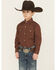 Image #1 - Ely Walker Boys' Solid Long Sleeve Pearl Snap Western Shirt, Chocolate, hi-res
