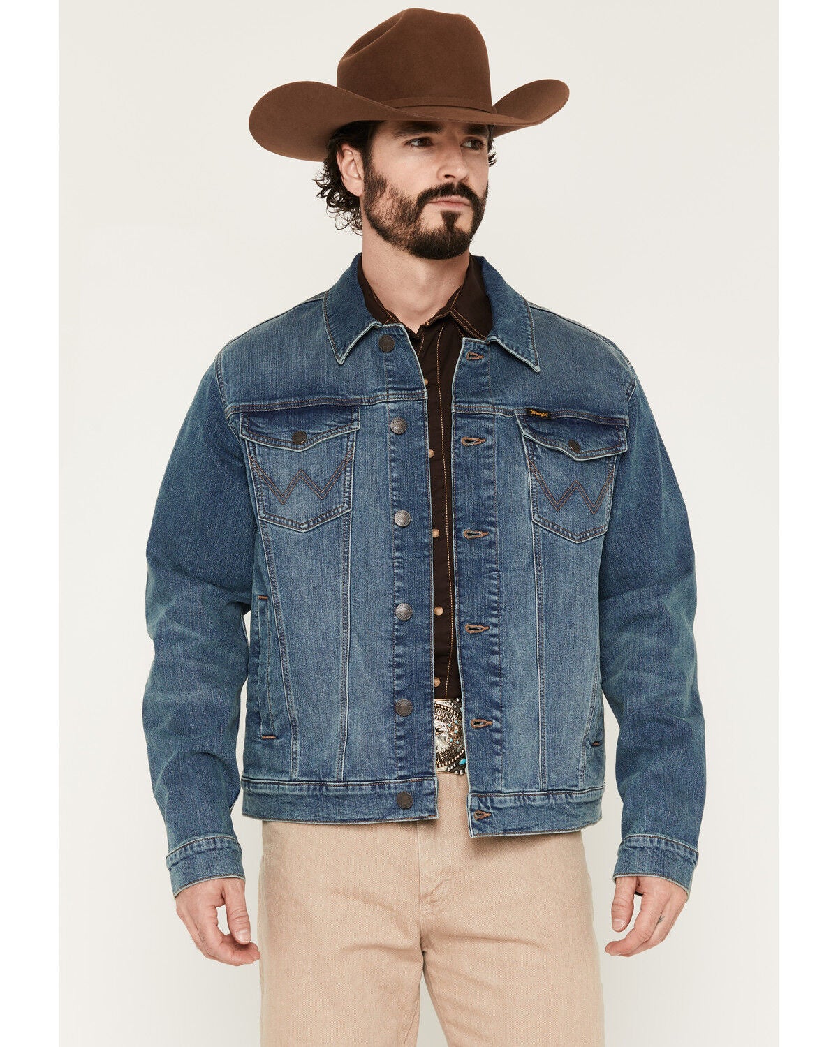 Image #1 - Wrangler Retro Men's Unlined Denim Trucker Jacket, Medium Wash, hi-res