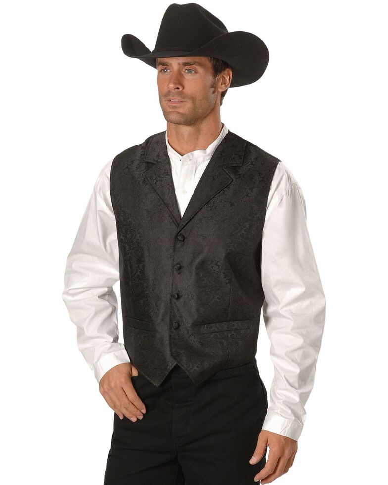 Rangewear by Scully Black Paisley Button Vest, Black, hi-res